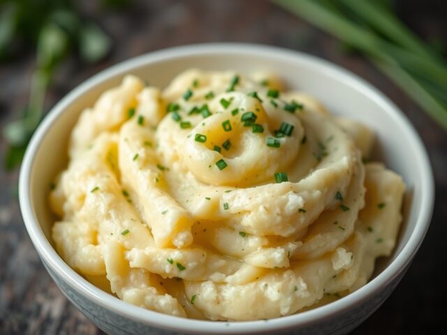 Aardappelpuree met groene kruiden