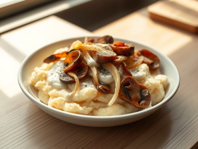 Aardappelpuree met witloof en oesterzwammen