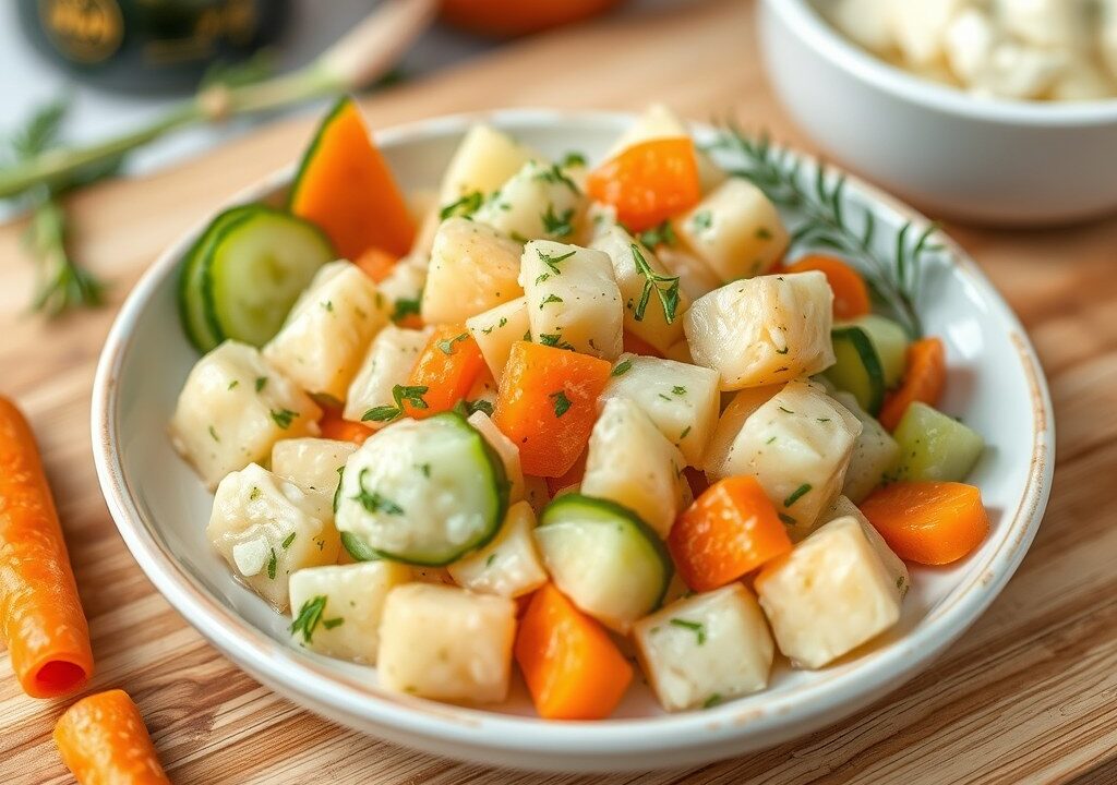 Aardappelsalade II (met Komkommer en Wortelen) — AI-gegenereerde illustratie