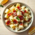 Aardappelsalade met mierikswortel, tuinkruiden en bresaola