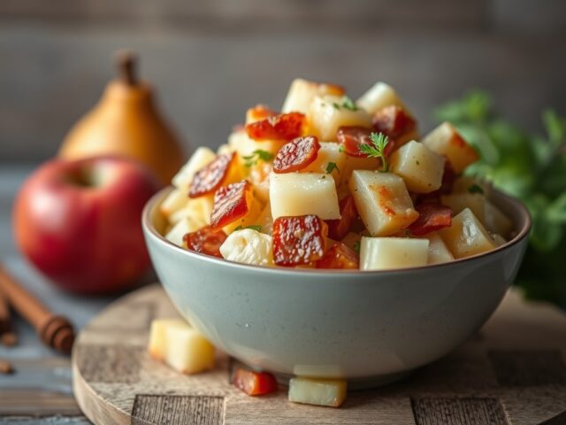 Aardappelsalade met spekjes — AI-gegenereerde illustratie