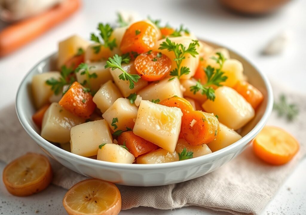 Aardappelsalade voor Tapas, AI-gegenereerde illustratie