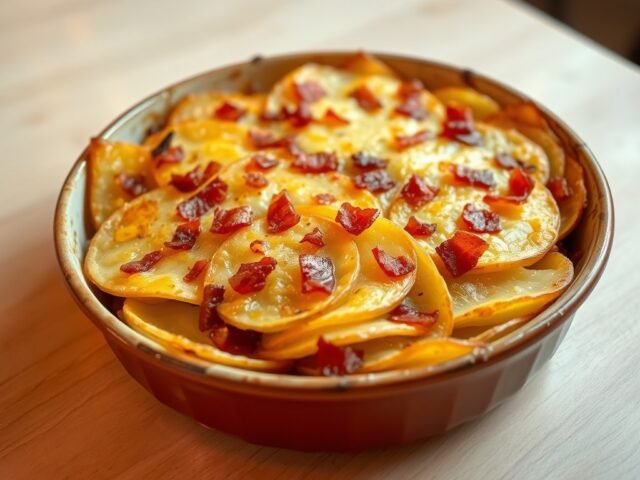 Aardappelschijfjes au gratin