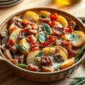 Aardappelschotel met salie en Sperziebonen