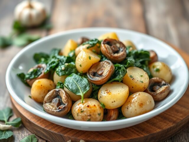 Aardappelschotel met spinazie