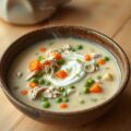 Aardappelsoep met gerookte kip