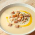 Aardappelsoep met ham en prei