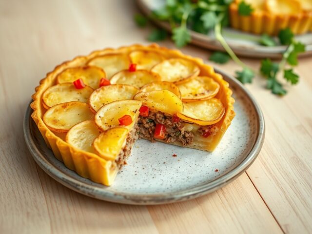 Aardappeltaart met pikant gehakt