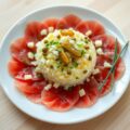 Aardappeltartaar met carpaccio