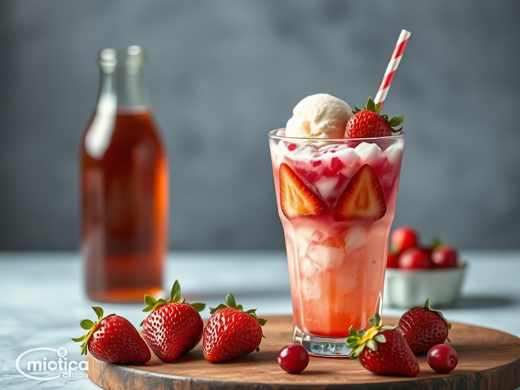 Aardbeien-cranberry cooler, AI-gegenereerde illustratie