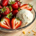 Aardbeien met champagne-ijs