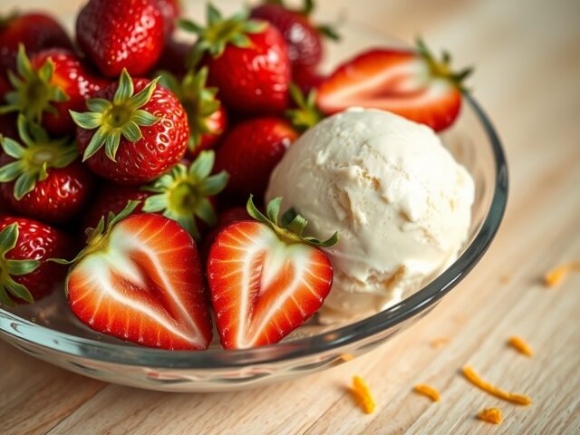 Aardbeien met champagne-ijs