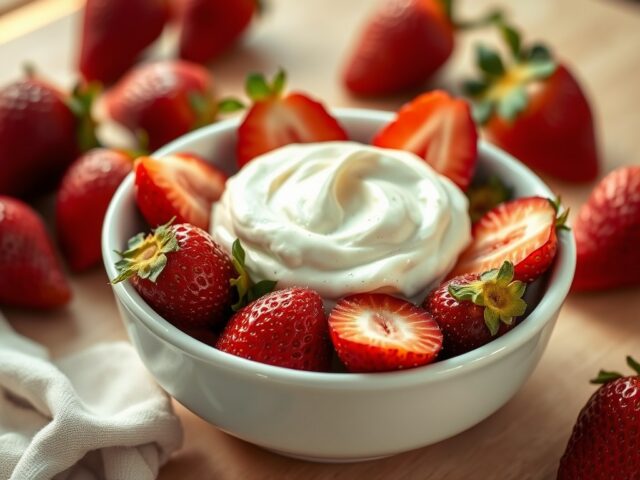 Aardbeien met mascarponecrème