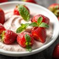 Aardbeien met muntdip