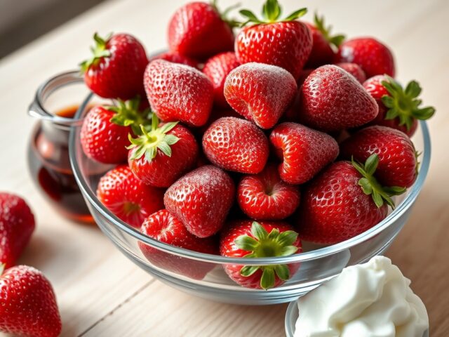 Aardbeien met suiker en azijn (opm)