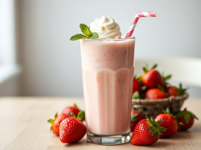 Aardbeien-muntmilkshake