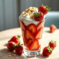 Aardbeiencoupe met bitterkoekjes