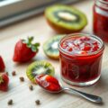 Aardbeienkiwi jam met pepertjes