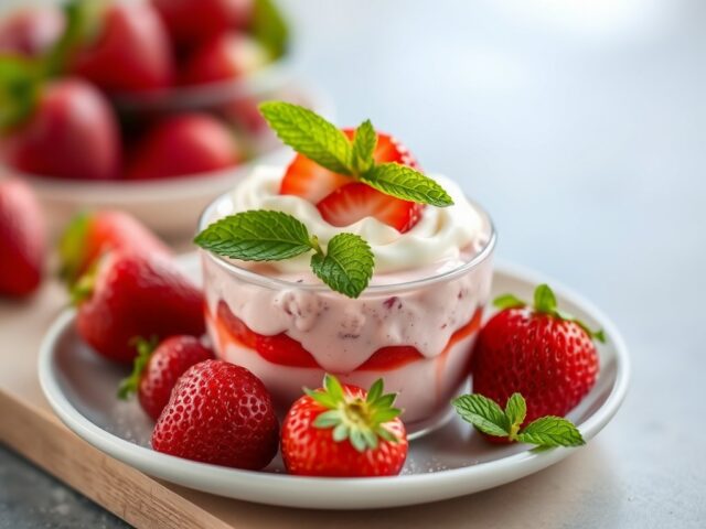 Aardbeienmousse met munt