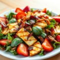 Aardbeiensalade met ontbijtspek