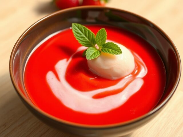 Aardbeisoepje met citroensorbet