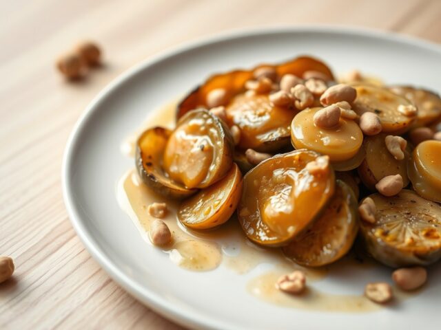 Aardpeer met prei en notenbotersaus
