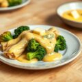 Aardperen met broccoli en kaassaus