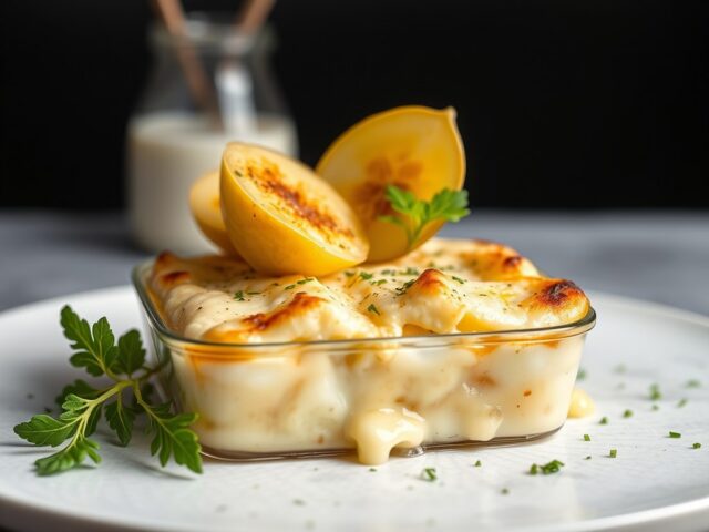 Aardperengratin met japanse kwee