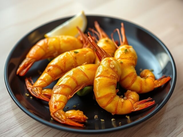 Achari Jheenga (gemarineerde gamba`s)