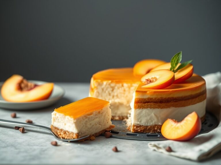 Advocaat- kwarktaart met perzik