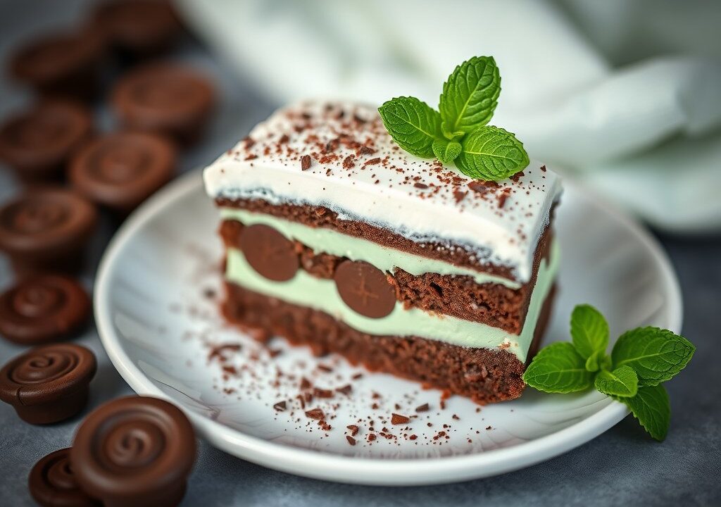 After eight taart, met zachte choco-mintcreme, AI-gegenereerde illustratie