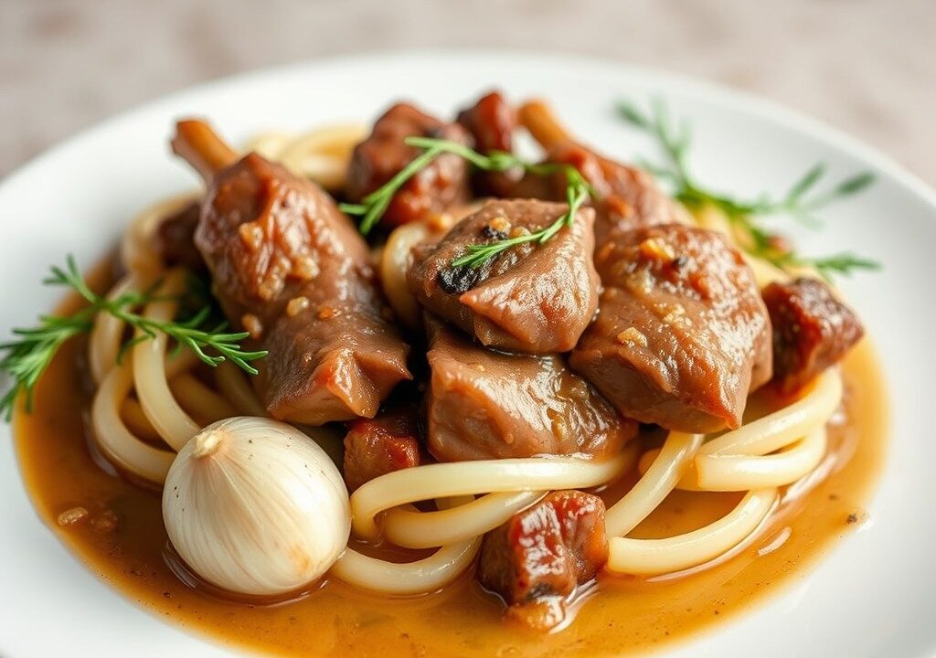 Agneau aux aromates (lam met aromaten), AI-gegenereerde illustratie