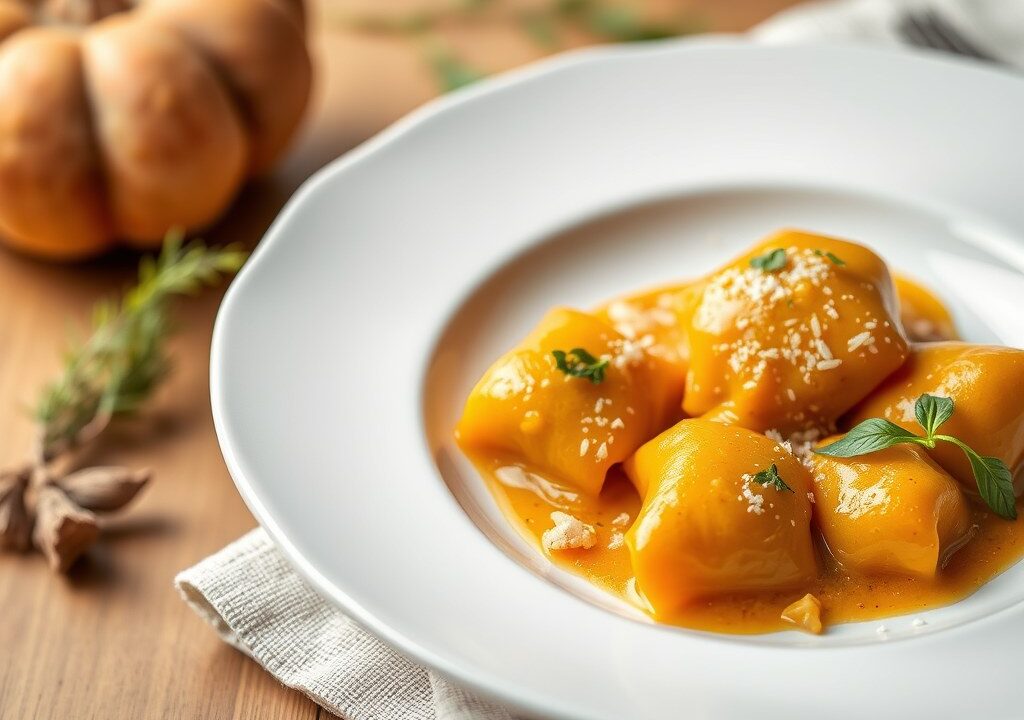 Agnolotti met pompoen, AI-gegenereerde illustratie