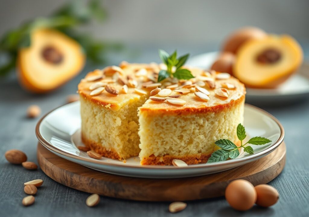 Amandel-yoghurtcake, AI-gegenereerde illustratie