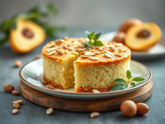 Amandel-yoghurtcake — AI-gegenereerde illustratie