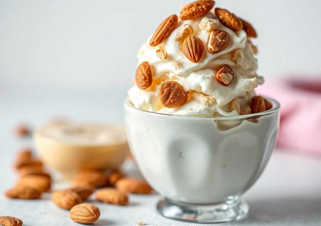 Amandelpraliné-ijs, AI-gegenereerde illustratie