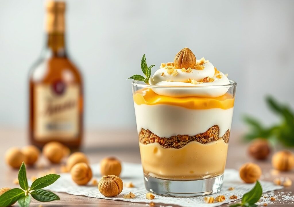 Amaretto-Pistache-parfait, AI-gegenereerde illustratie
