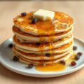 Ame­ri­can pan­ca­kes met ap­pel, ro­zijn en ho­ning