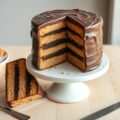 Amerikaanse chocolade pindakaastaart