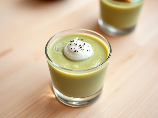 Amuse als avocadosoepje met ricotta