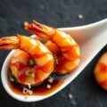 Amuse van gekarameliseerde scampies