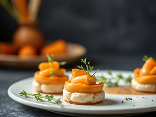 Amuse van krabmousse en scampies