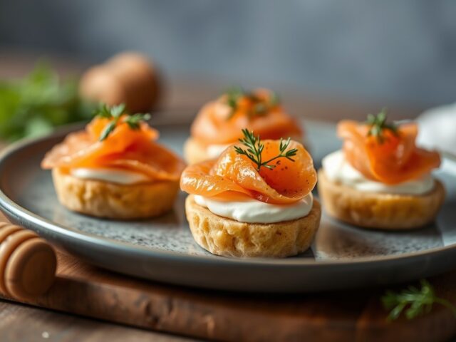 Amuse van roomkaas met zalm