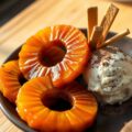 Ananas geflambeerd met wodka, speculaasijs