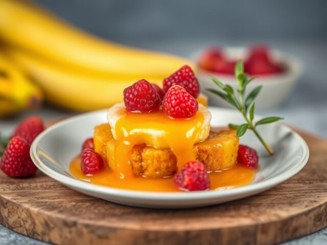 Ananas halve maantjes met bosbessensaus