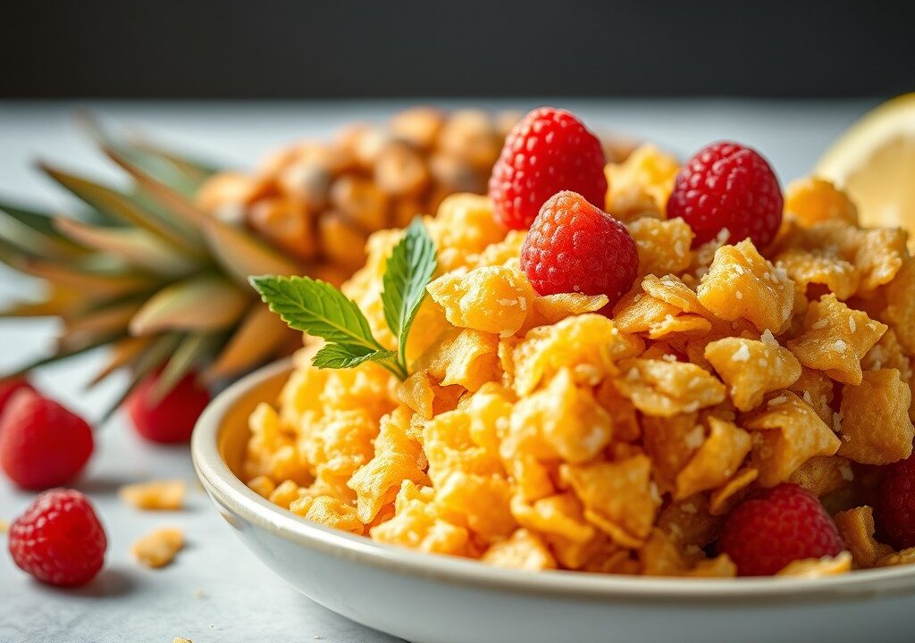 Ananas met cornflakes, AI-gegenereerde illustratie