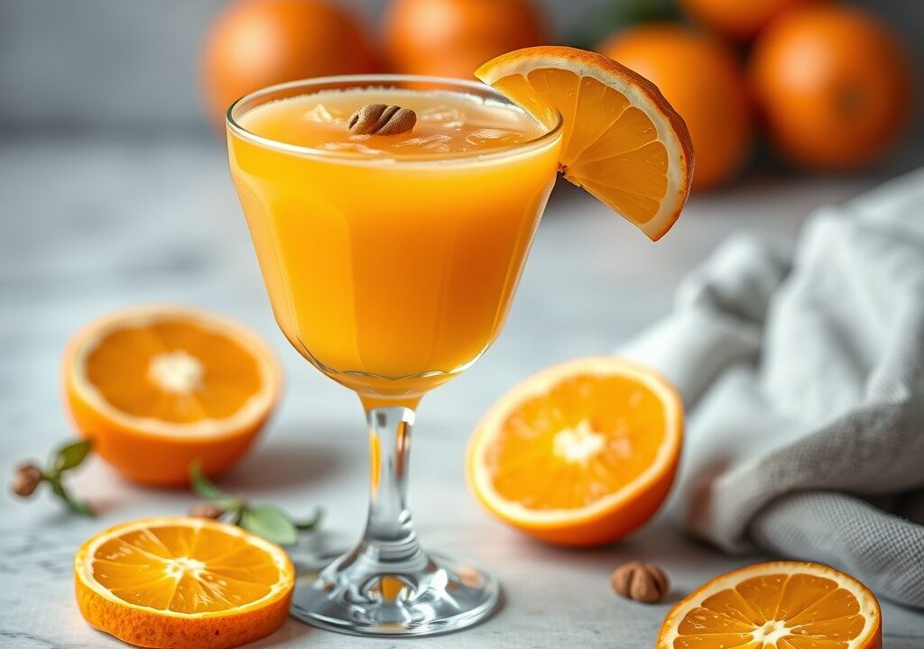Ananascocktail met sinaasappel, AI-gegenereerde illustratie