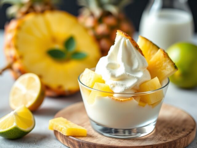 Ananasijs op kaviaar van Tropicana Pineapple en Lime