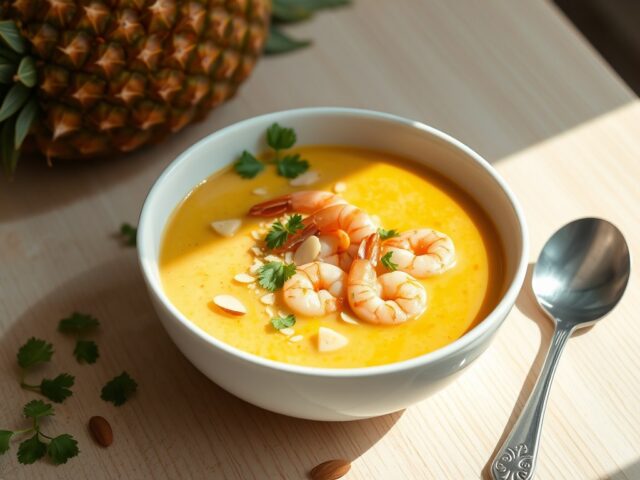 Ananasvelouté met garnalen