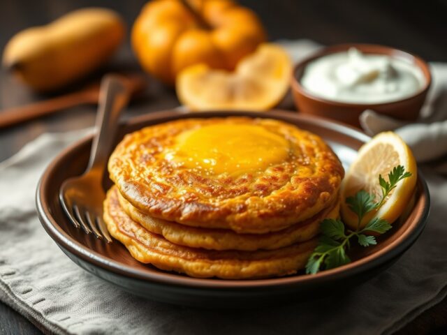 Antilliaanse pompoenpannenkoek (Arepa di Pampuna) — AI-gegenereerde illustratie